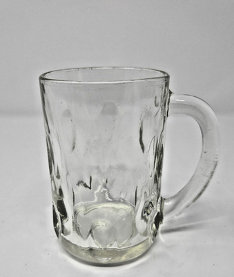 Vintage Clear Thumbprint Dimple Glass Beer Mug 5''  with Handle - Replacement