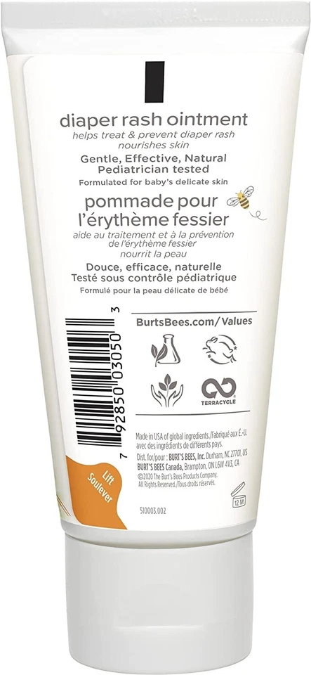 Ungüento para dermatitis del pañal Burt's Bees Baby 100 % origen natural - tubo de 3 onzas Foto 2 de 2