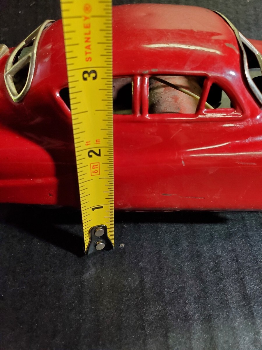 ♬93 かなさま専用☆★ハンドメイド　はたらく車と標識　赤 Vintage Rare MARUSAN Red Hudson Tin Toy Car Japan Battery