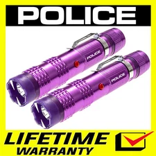 (2) POLICE PURPLE M12 Heavy Duty Metal Stun Gun Self Defense Wholesale Lot