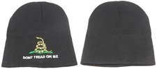 Trump 2024 8" Gadsden Don't Tread On Me Black Embroidered Beanie Skull Cap Hat