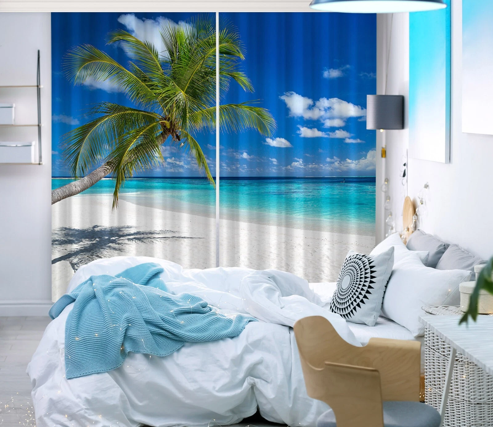 3D Summer Beach ZHUC135 Photo Curtain Window Blockout Fabric Vera 2023