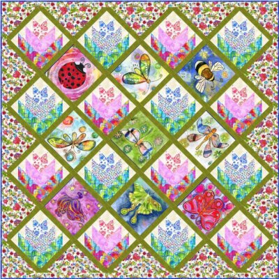 Tiny Wonders - 60'' x 60'' Busy Garden Quilt Kit-by KG Art Studio for P&B Textiles