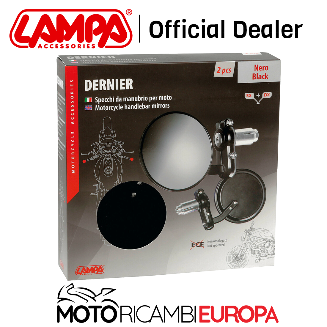 Specchietto Retrovisore Moto Lampa 90431 - Nero, Attacco Manubrio M10x1,25, Omologato - Foto 5