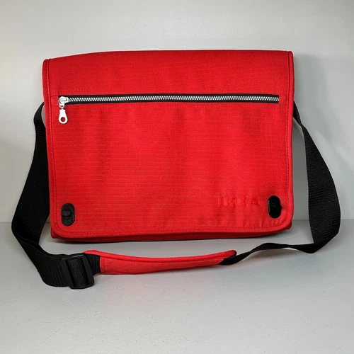 IKEA Set Messenger Bag Red 15" Shoulder Bag Laptop Travel Adjustable Straps