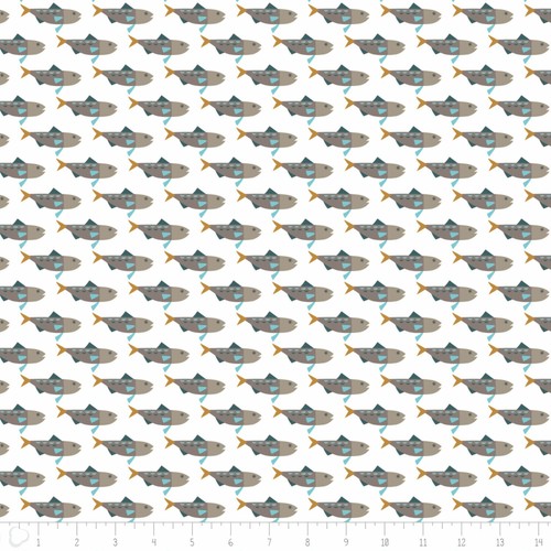 Snowfall Arctic Char Fish Stripe Brown 100% Cotton Fabric by The Yard - Picture 2 of 2
