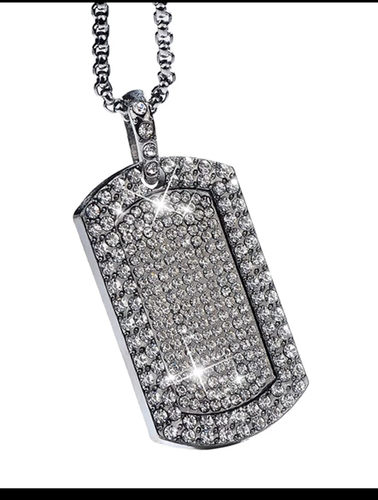 Mens Hip Hop Iced Silver Gold Double Dog Tag Chain Crystals Pendant Necklace 805 - 第 4/6 張圖片