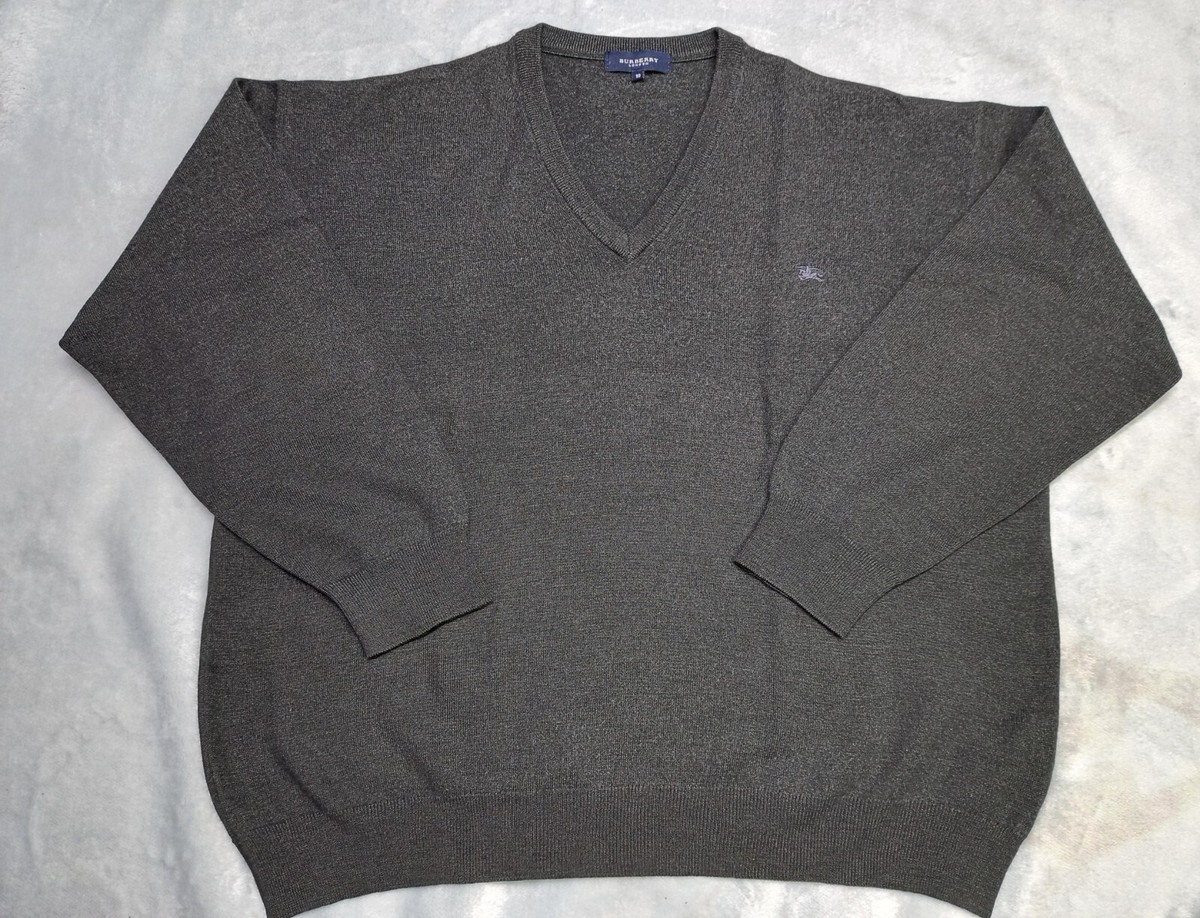 Burberry London Merino Wool V Neck Pullover Sweater Jumper Men's