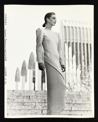 1985 Herrera Thomas Iannaccone WWD Mode Vintage Presse Modell Foto Shooting Kleid - Bild 1 von 3
