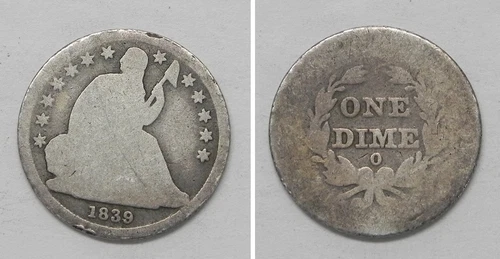 X6017 1839-O Liberty Seated Dime 10c, Good/AG
