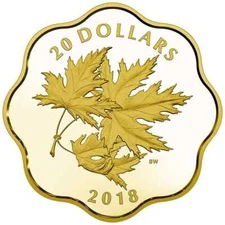 2018 RCM, Canada's Iconic Maple Leaf, Gilded $20 Coin,