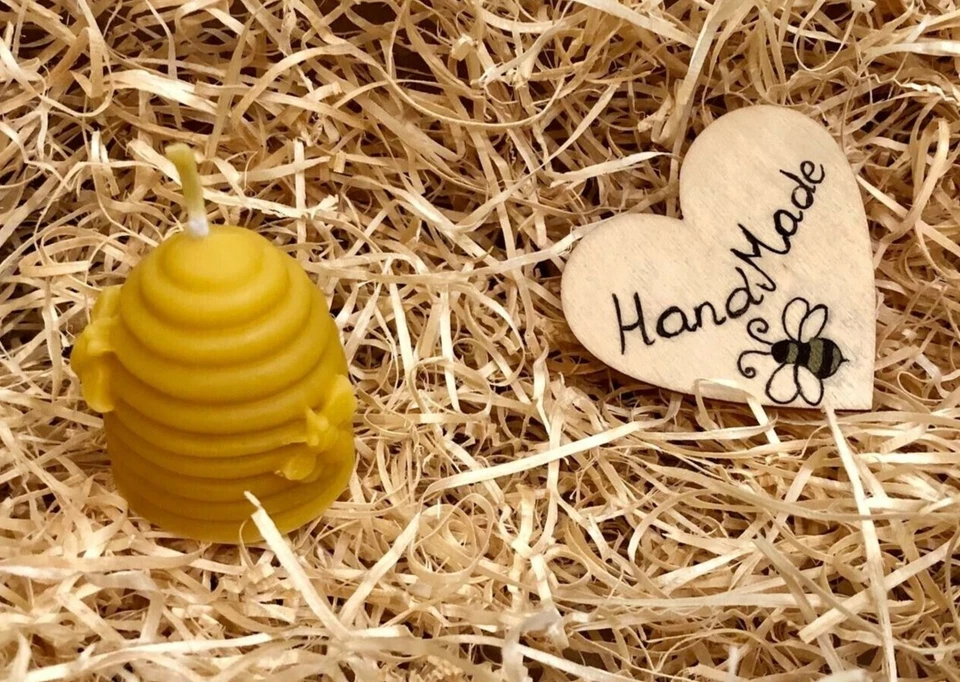 6 x BEEHIVE BEESWAX CANDLES HANDMADE CHURCH TABLE PILLAR ALTAR HOME DECOR - Image 2 of 3