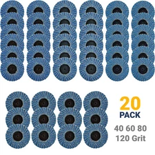 20 PCS 2 inch Zirconia Roll Lock Flap Sanding Disc 40 60 80 120 Grit Die Grinder