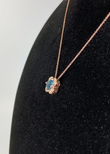 14K Gold Clover London Blue Topaz & Diamonds Necklace Pendent - 第 5/10 張圖片