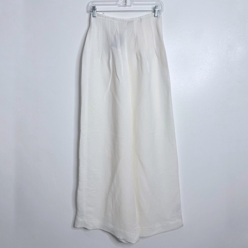 NWT Massimo Dutti Wide Leg Pleated Trousers In White Size 2