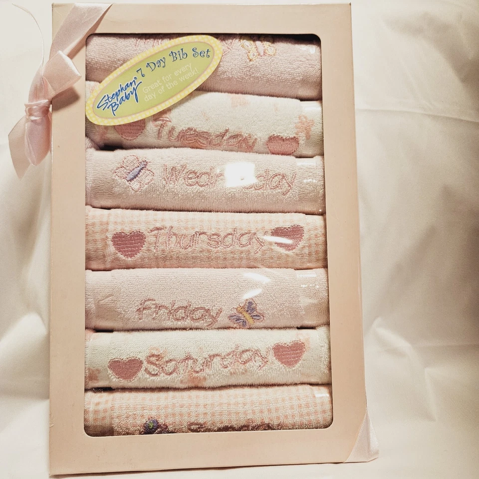 Stephan Baby Bib Pink Bib Set 7 Day In A Week For Baby Infant Girl Brand New — 第 2/4 张图片