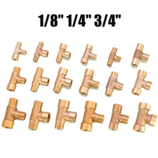 Brass BSP T-Shape Female/Male Thread 1/8" 1/4" 3/4" Tee Connector Pipe Fittings
