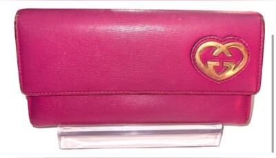 ? Gucci Heart Interlocking GG Long Continental Snap Wallet Pink 