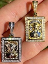 Medallón de protección de Jesús Malverde helado chapado en oro 925 real circonita cúbica