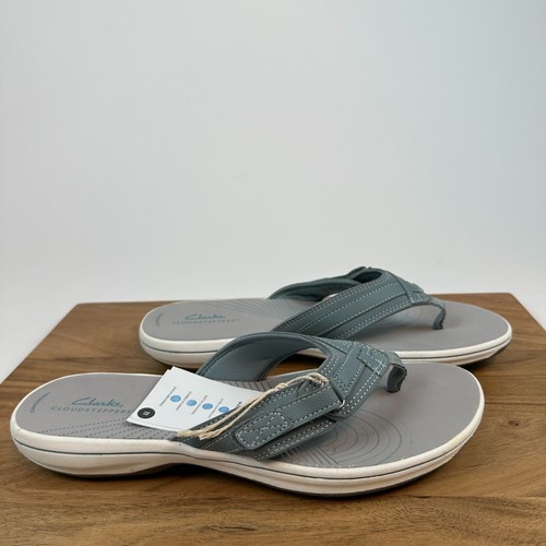 New Womens Clarks Breeze Sea Blue Comfort Thong Flip Flops Sandals Size 11 M - Picture 2 of 8