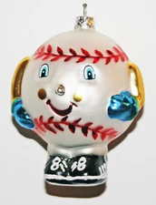 CHRISTMAS ORNAMENT BASEBALL SANTA CLAUS SNOWMAN HEAD ARM LEGS SNEAKERS SMILE