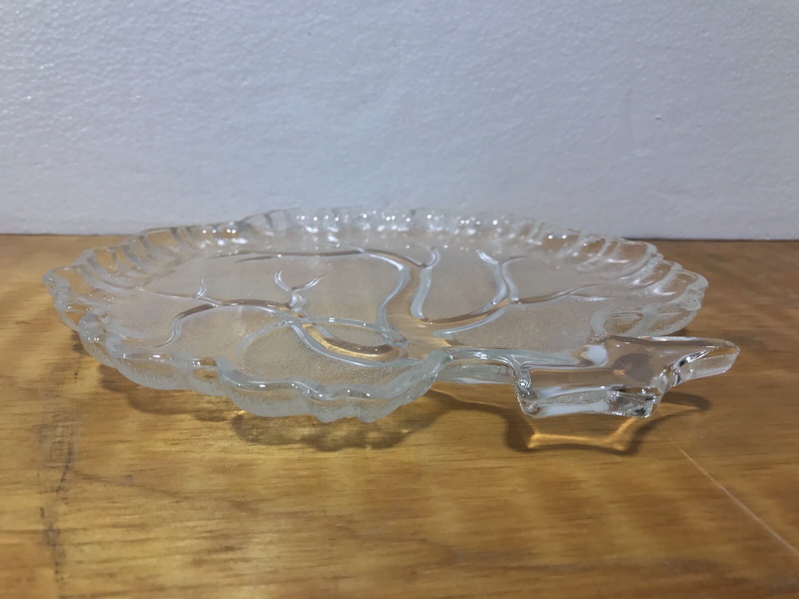 Vintage Hazel Atlas Tree of Life Textured Clear Glass Snack Plate