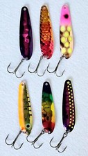 (Lot of 6) Kingfisher Proeye Painted Trolling Spoons Size 00 2-3/8" 1/8oz Sauger