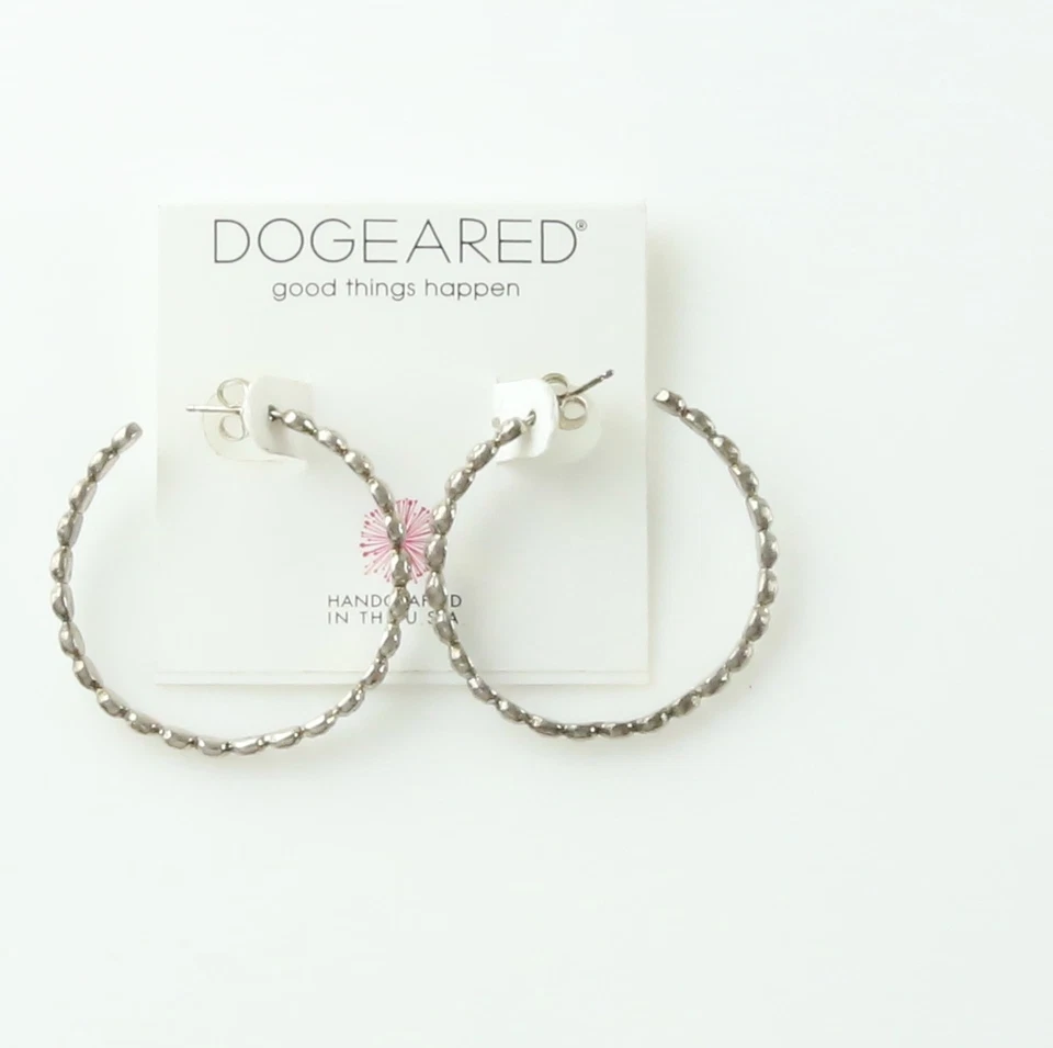 Dogeared Charcoal  Beaded Hoop Earrings W1029 - Image 2 of 2