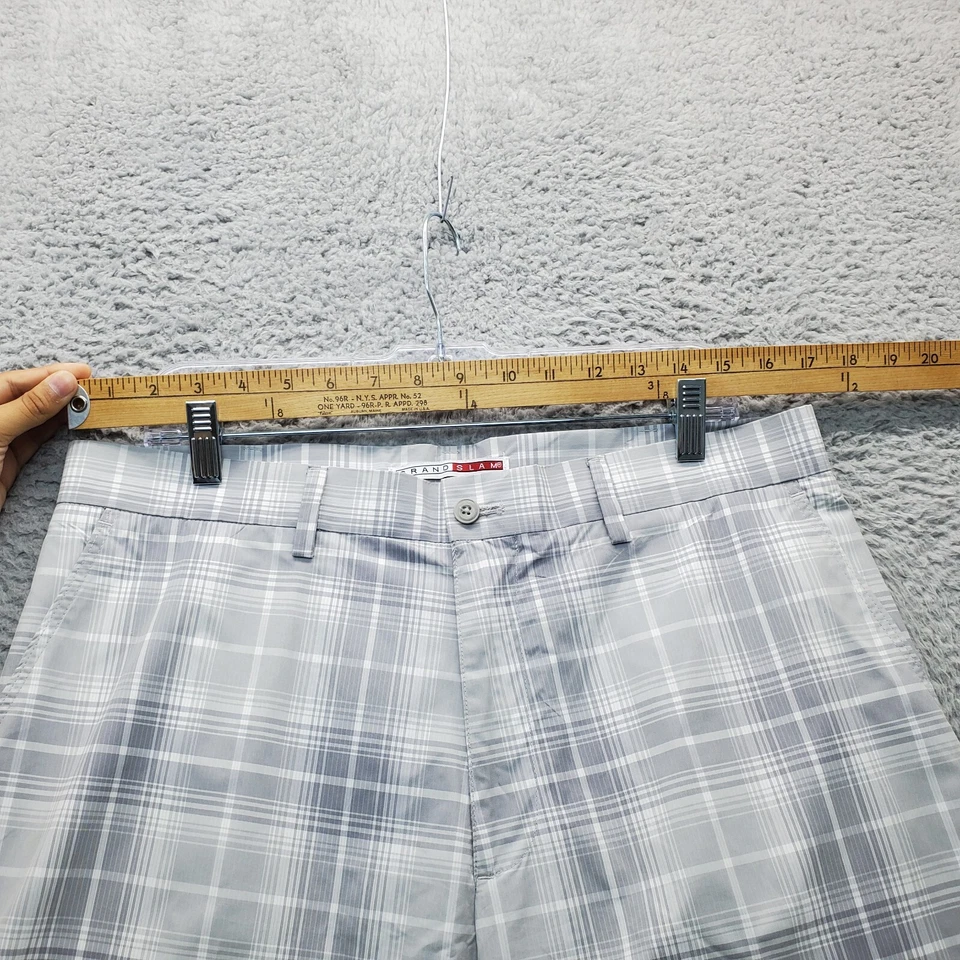 Shorts chino Grand Slam masculino tamanho 34 multi xadrez poliéster bolsos frontais planas - Imagem 3 de 4