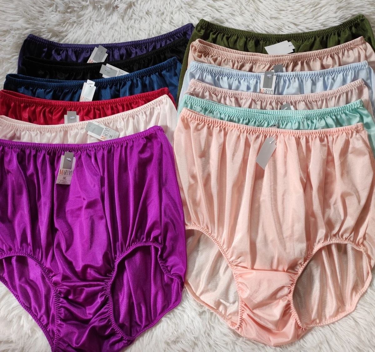 12 Plus Underwear Granny panties Nylon Woman Man Briefs Soft Silky Waist 44