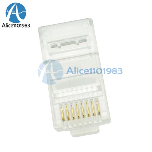 50PCS Practical Internet Gold Plated Cable Modular Plug Adapter RJ45 8P8C CAT5E - 第 2/8 張圖片