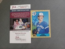 LUIS AQUINO 1987 Topps # 301 autographed signed card BLUE JAYS 87 JSA AUTO