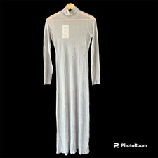 ZARA, RHINESTONE SHEER KNIT DRESS, GREY/SILVER, S, NWT