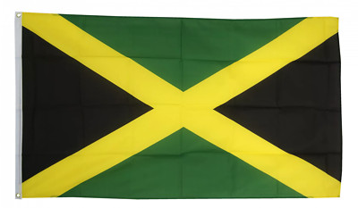 Jamaika große Flagge 5 x 3 Fuß - 100 % Polyester mit Ösen - Karibik