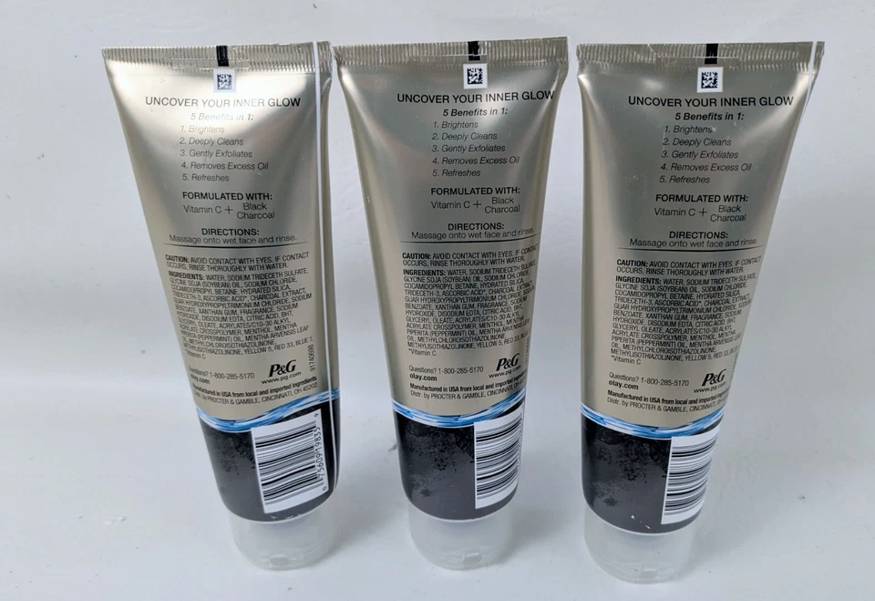 3~OLAY SCRUBS Detoxifying Face Scrub 5In1 Clean Vitamin C+Black Charcoal VHTF - Image 2 of 4
