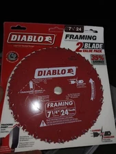 Framing Circular Saw Blade 7-1/4 In X 24 Tooth Carbide Diablo Wood Blades 2 Pack