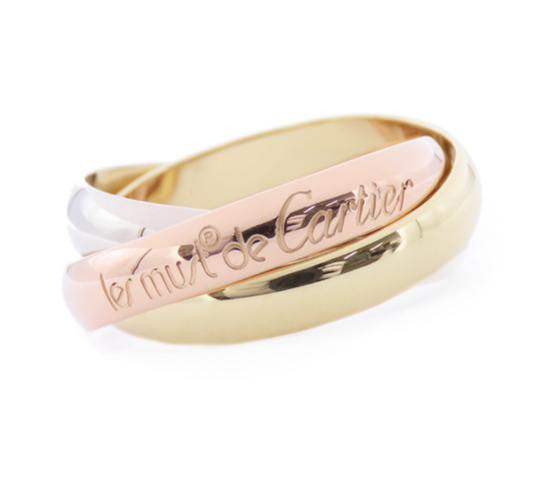 Cartier Trinity Ring MM 18K Tri-Color Gold 3-Band Luxury Jewelry-image