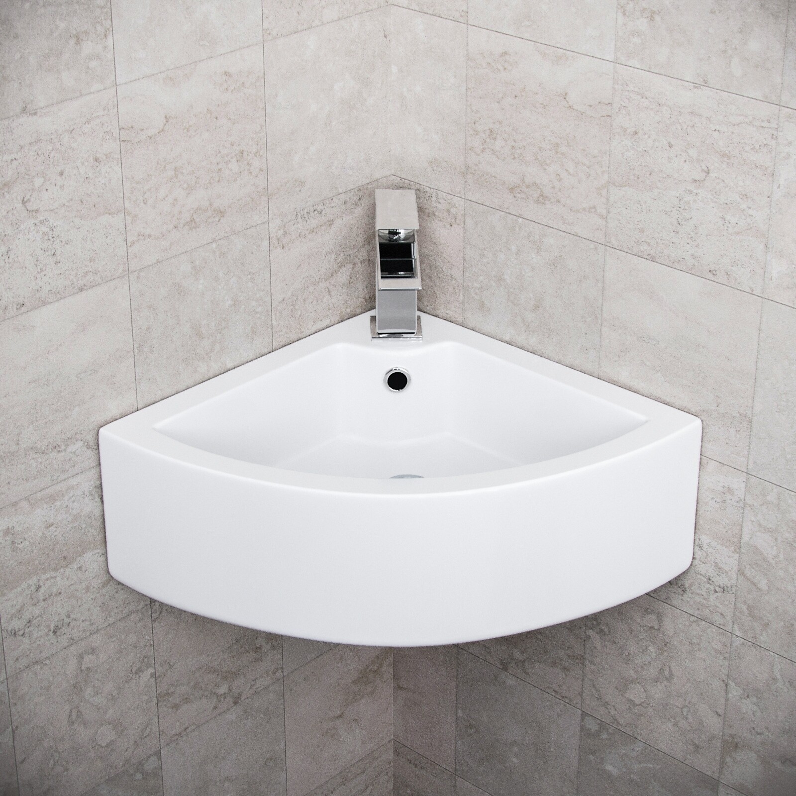 Small Quarter Corner Basin Sink Wall Mounted Cloakroom Bathroom Hand Wash Sink