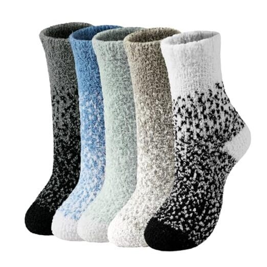 Fuzzy Socks for Women - Fluffy Socks Women, 5 Pairs,6-10,gradient a