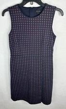 Ann Taylor Dress Womens 2 Red Blue Striped A Line Sleeveless Lined Stretch