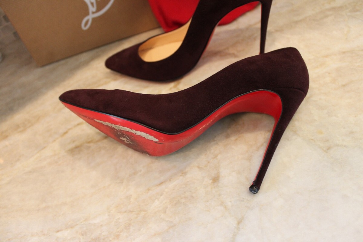 Christian Louboutin Suede Pigalle Follies 38.5 Deep Purple 100mm