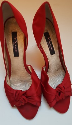 Nina Forbes Satin Peep Toe Pump - Women's Size 9.5 M, Red Rouge