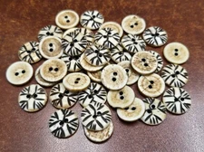 100 PCS STRIPE BROWN ROUND BUFFALO BONE SEWING BUTTONS 15mm
