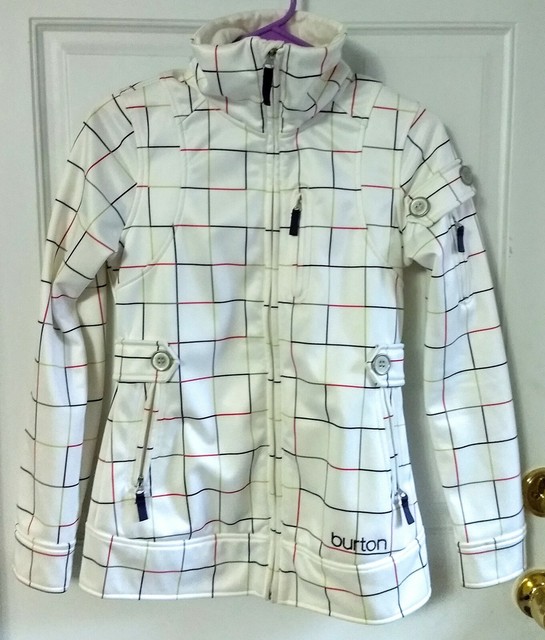 Burton Dry Ride White Color Check Block Fitted Jacket Womens Juniors