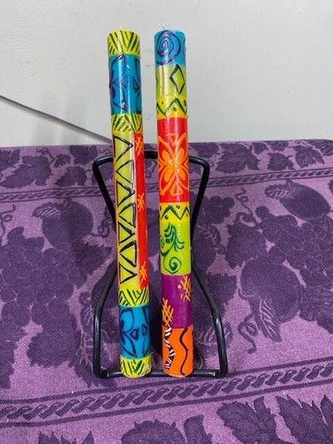 Aazon.co: Global Crafts Pair of Hand-Painted Candles in African