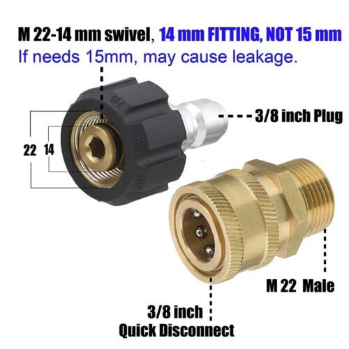 8Stk Hochdruckreiniger Adapter Set 5000PSI M22 3/8 Zoll Schnellkupplung M22 14mm - Bild 4 von 9