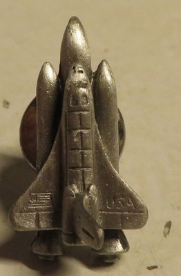 Vintage NASA Space Shuttle Tie Tack Hat Lapel Pin Pewter FORT? 7/8'' Long Used
