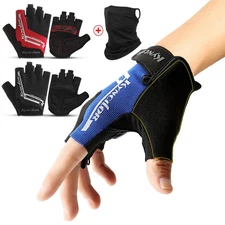 Cycling Bicycle Gloves Half Finger Gym Gloves Breathable Gloves with Face Mask