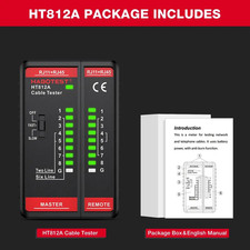 HT812A Cable Tester Network Cable Tester RJ11 RJ45 DualUse Tester LED Status Dis