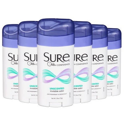 #ad #ad SURE Antiperspirant Deodorant Solid Unscented 2.6 Ounce Pack of 6 $19.31